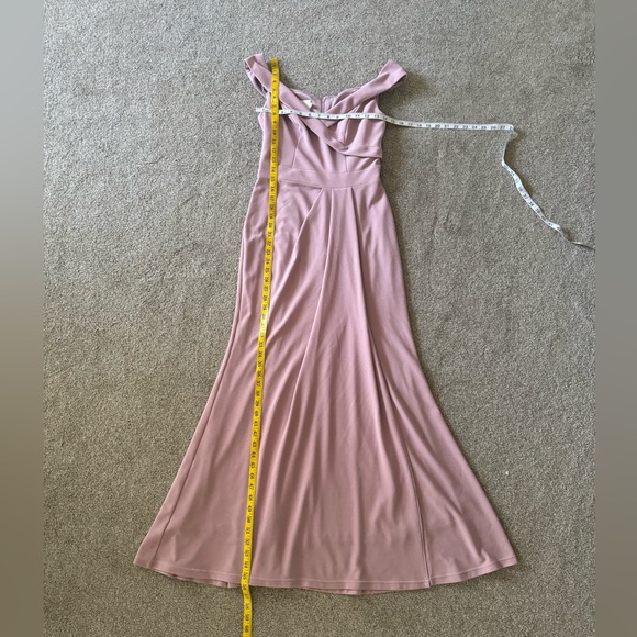 David’s Bridal formal dress 4 Stretchy Pink straps shoulder off wedding prom - Picture 2 of 9